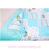 Детское лоскутное одеяло на плюше бирюза Осень-Весна Мирамель