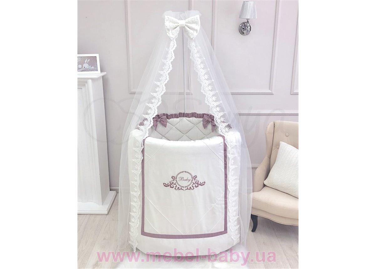 Комплект в овальную кроватку Belissimo пудра 7 предметов Маленькая Соня