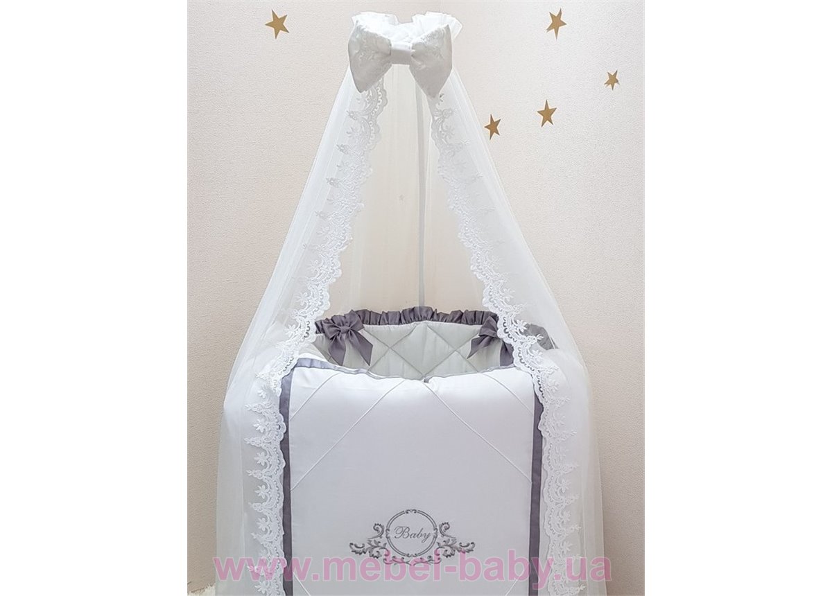 Комплект в овальную кроватку Belissimo серый 6 предметов Маленькая Соня
