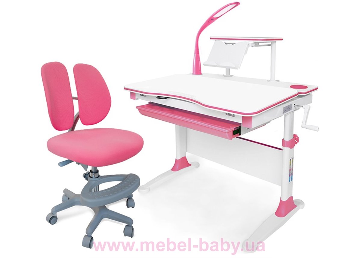 Комплект Evo-kids (стол+полка+кресло+лампа) Evo-30 PN Pink