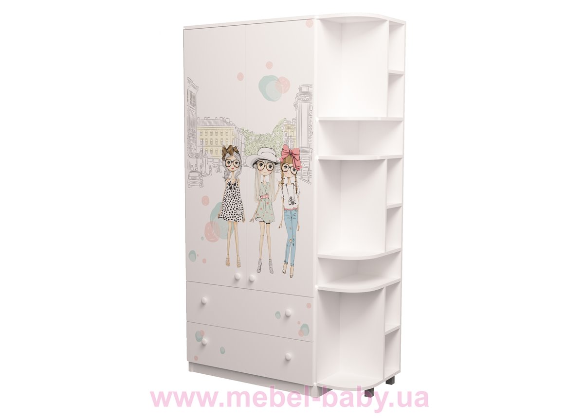 Шкаф комбинированный с ящиками плюс эркер Гламур MebelKon 211х120х50