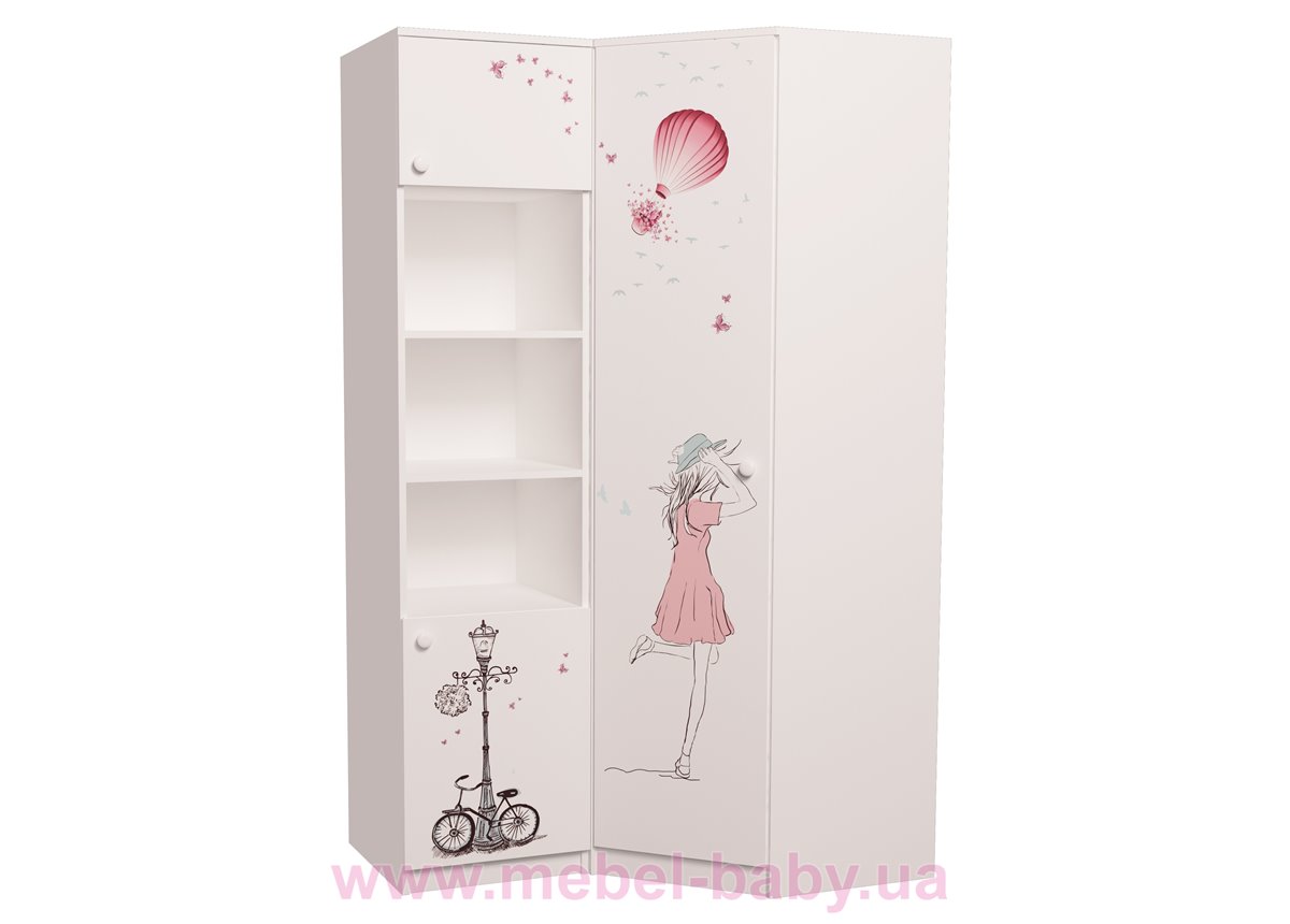 Пенал с двумя дверками и шкаф-трапеция Париж MebelKon 211х132х50