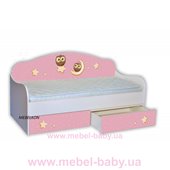 Кровать-диванчик Совушки на розовом с ящиком MebelKon 80х160