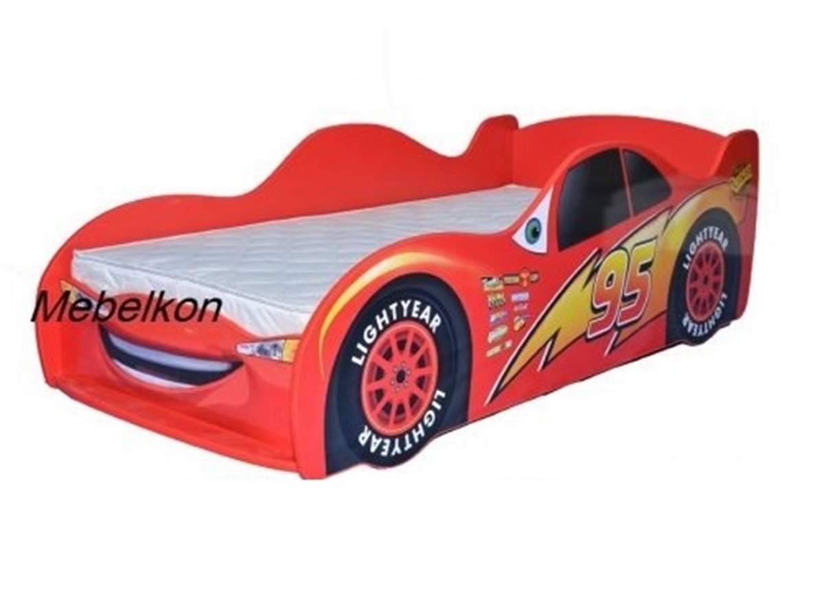 Кроватка машина Молния Маквин 80x170 Красный