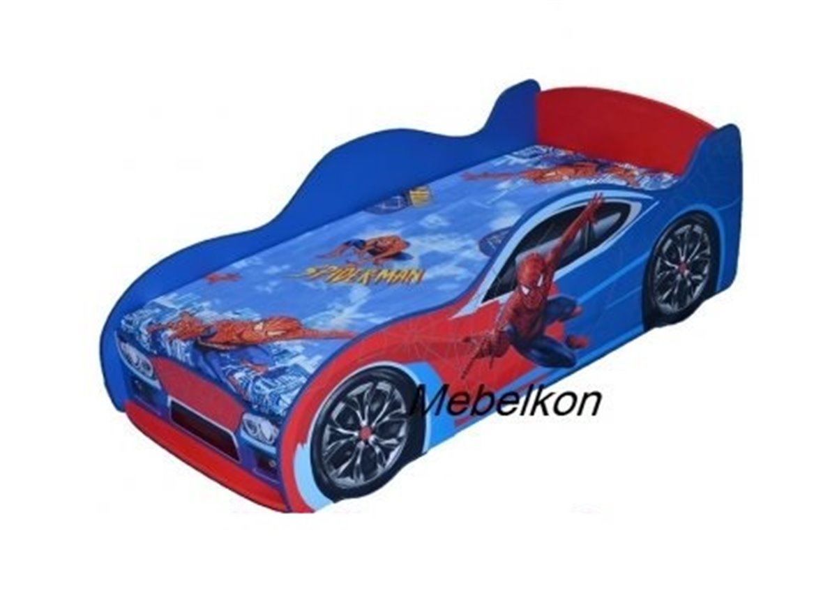 Кроватка машина Спайдермен 80x170 Синий