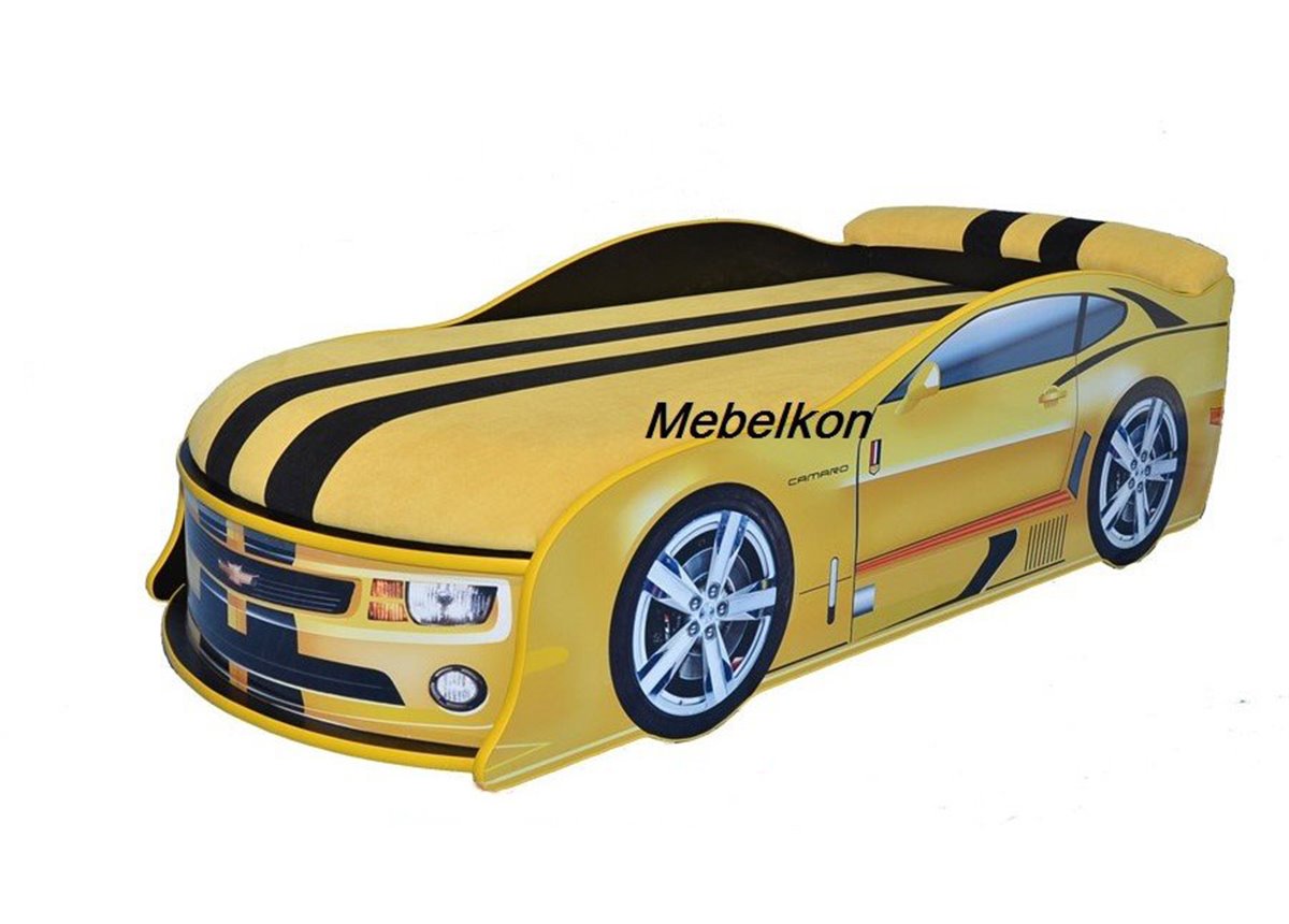 Кровать-машина Камаро 80х180 с подъемным механизмом с матрасом и спойлером MebelKon