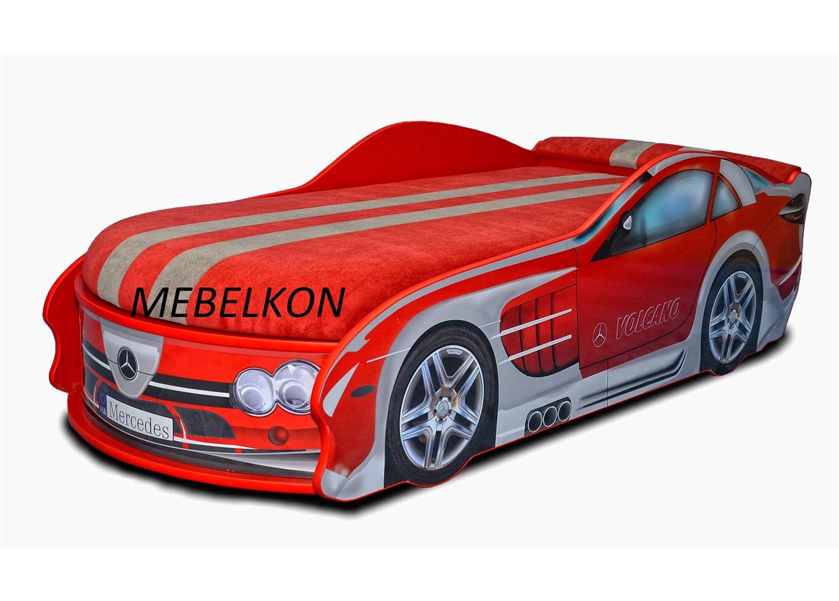 Кровать-машина Мерседес 70х150 без подъемного механизма с матрасом и спойлером MebelKon