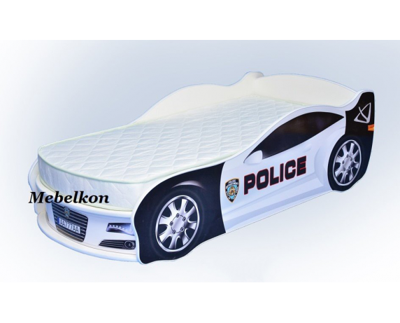 Кровать-машина Ягуар Полиция 70х150 без подъемного механизма без матраса без спойлера MebelKon