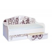 Кроватка диванчик Винтаж с ящиком и бортиком MebelKon 80х160