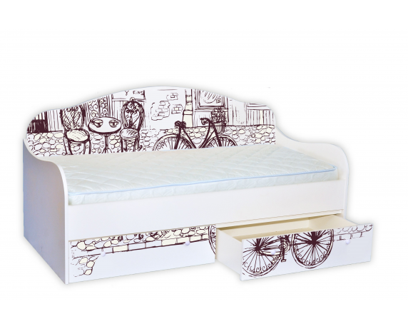 Кровать-диванчик Винтаж с ящиком и бортиком MebelKon 80х190