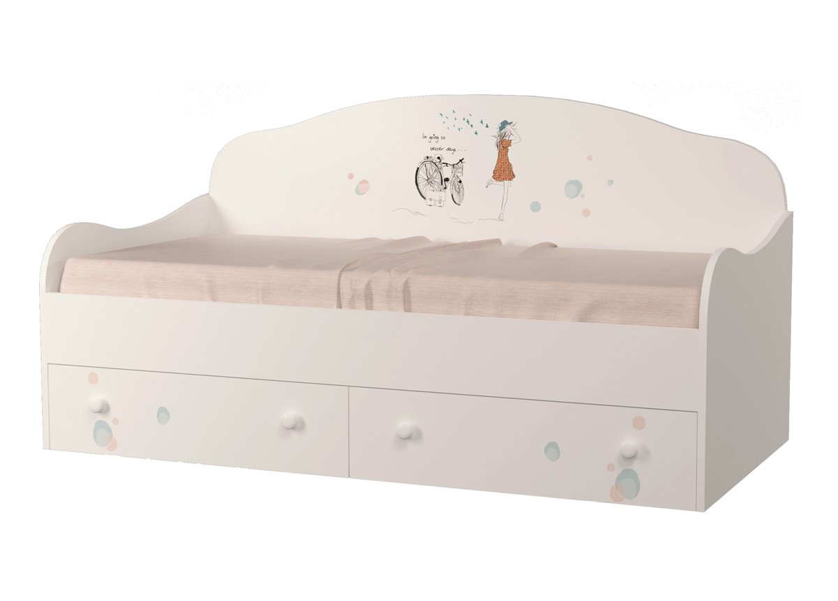 Кроватка диванчик Гламур с ящиком и бортиком MebelKon 80x170