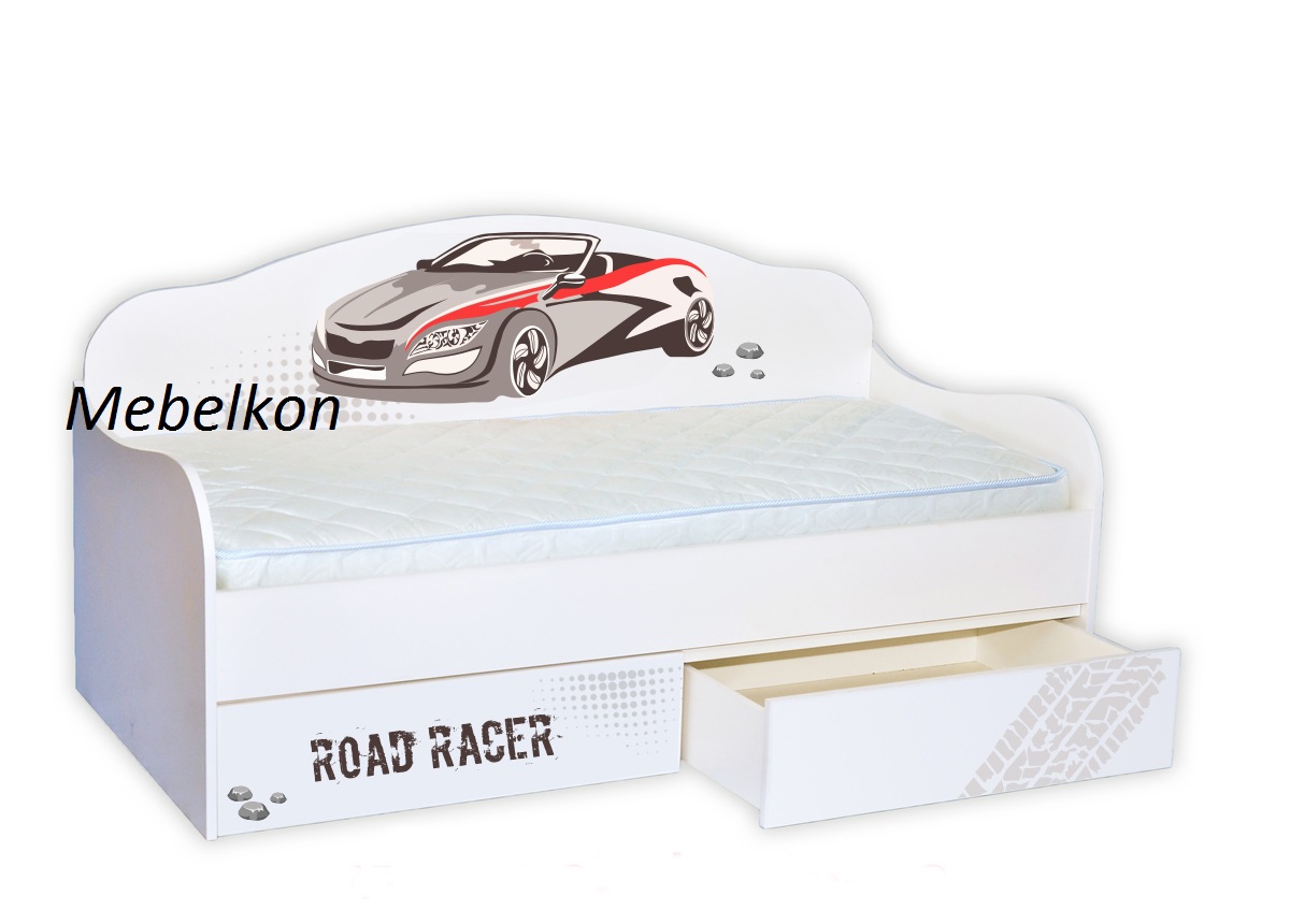 Кровать-диванчик Гонщик с ящиком и бортиком MebelKon 80х160