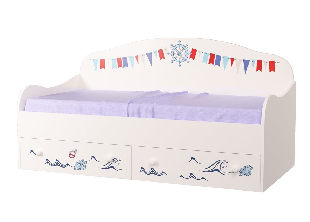 Кроватка диванчик Корабль с ящиком MebelKon 160x80