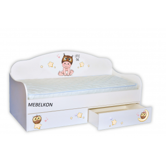 Кроватка диванчик Мальчик сова MebelKon 80х160 Белый
