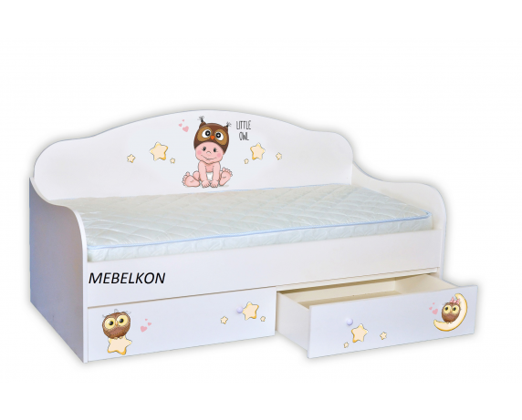 Кровать-диванчик Мальчик сова с бортиком MebelKon 80х160