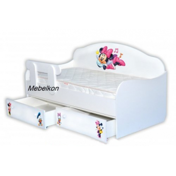 Кроватка диванчик Мики-Маус с бортиком MebelKon 80x160