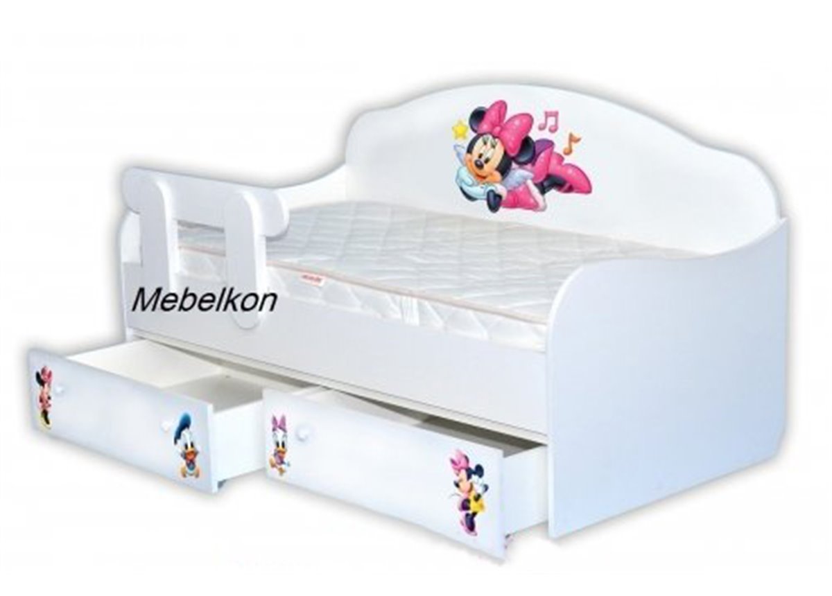 Кроватка диванчик Мики-Маус с ящиком MebelKon 80x160