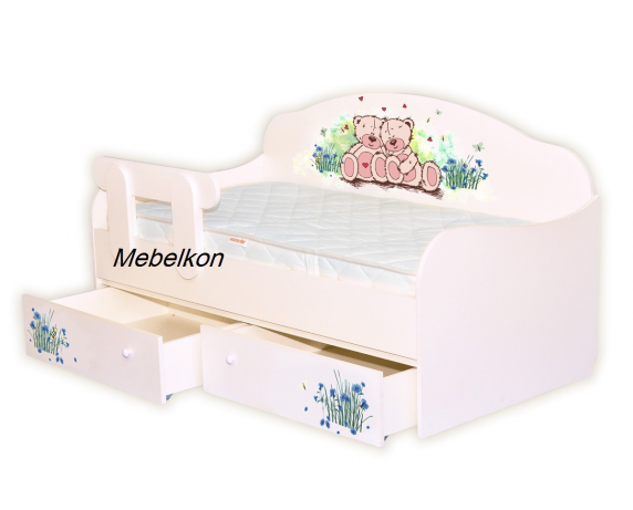 Кровать-диванчик Мишки 2 с бортиком MebelKon 80x160