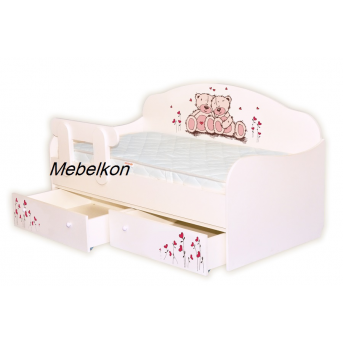 Кроватка диванчик Мишки с бортиком MebelKon 80x190