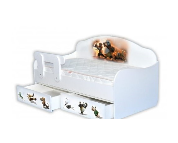 Кровать-диванчик Панда Кунфу с бортиком MebelKon 80x160