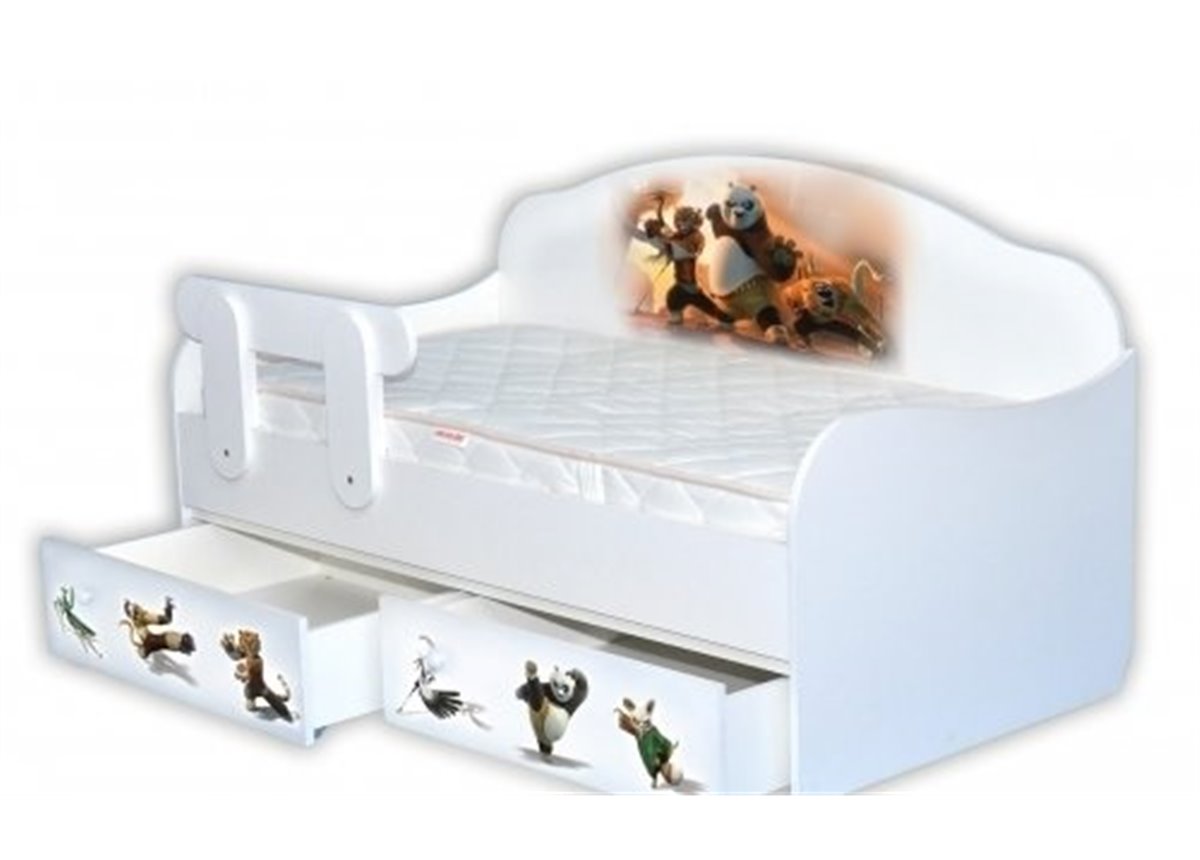 Кроватка диванчик Панда Кунфу с ящиком MebelKon 80x170