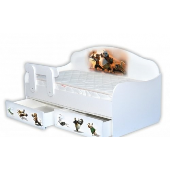 Кроватка диванчик Панда Кунфу с ящиком и бортиком MebelKon 80x160