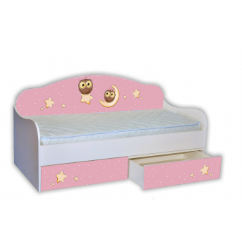 Кроватка диванчик Совушки на розовом MebelKon 80х160