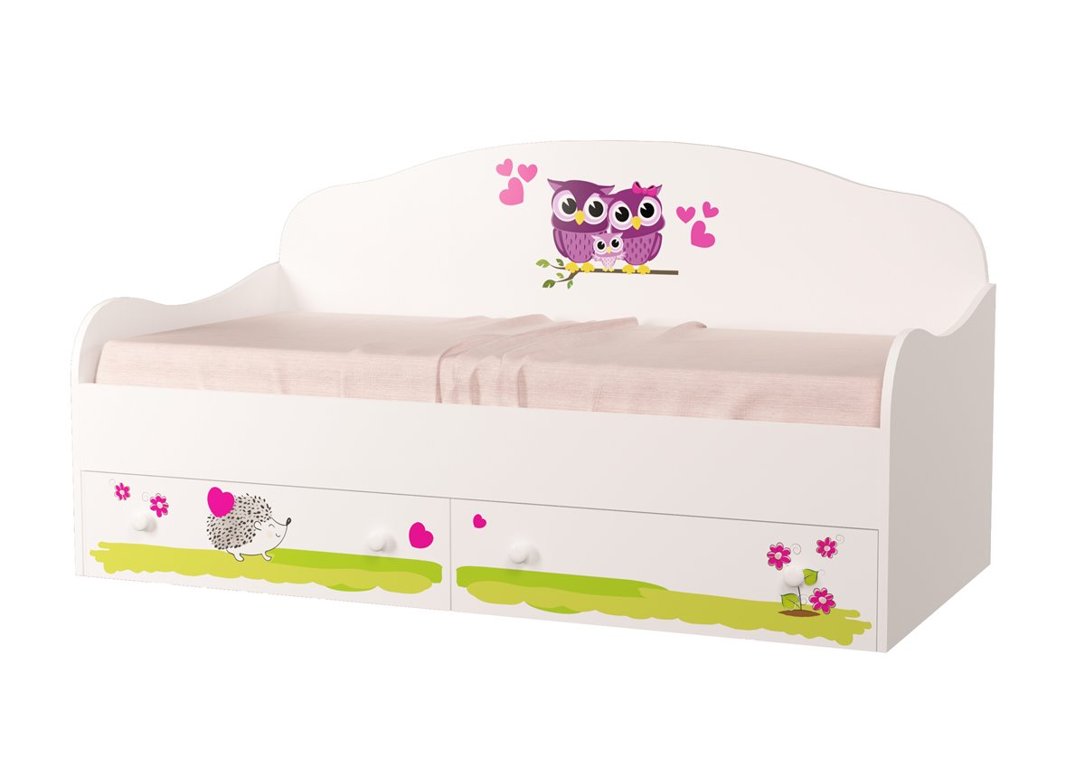 Кроватка диванчик Совушки с ящиком MebelKon 80x190