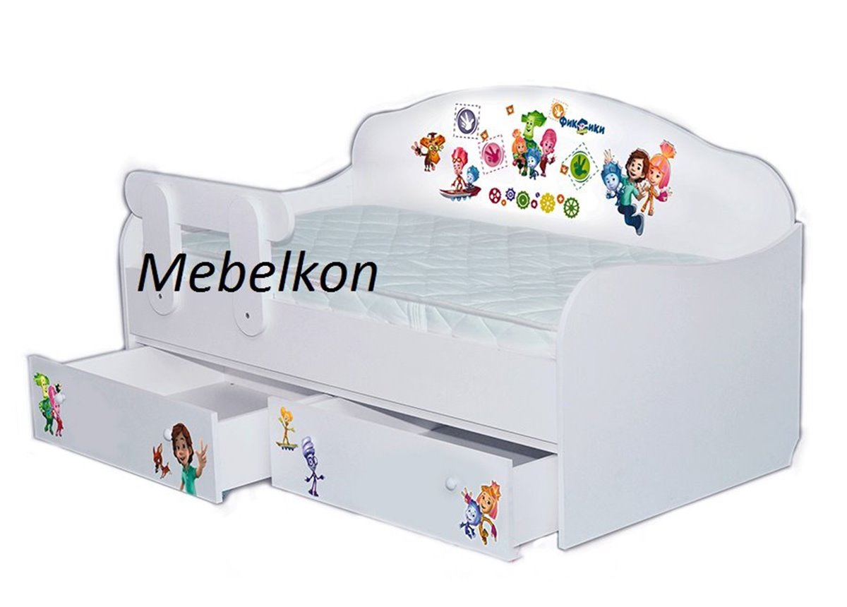 Кроватка диванчик Фиксики с бортиком MebelKon 80x190