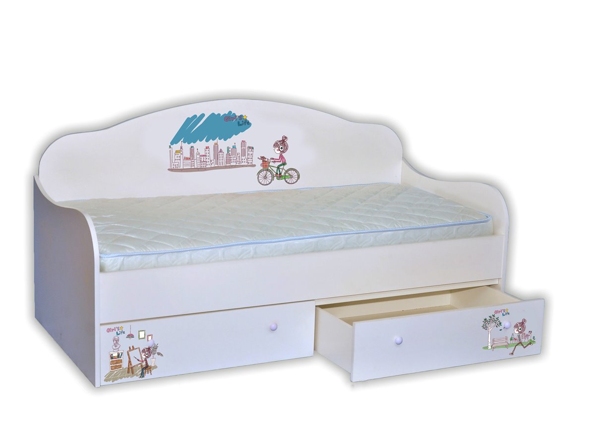 Кровать-диванчик "Девочка на велосипеде" 90х190 MebelKon