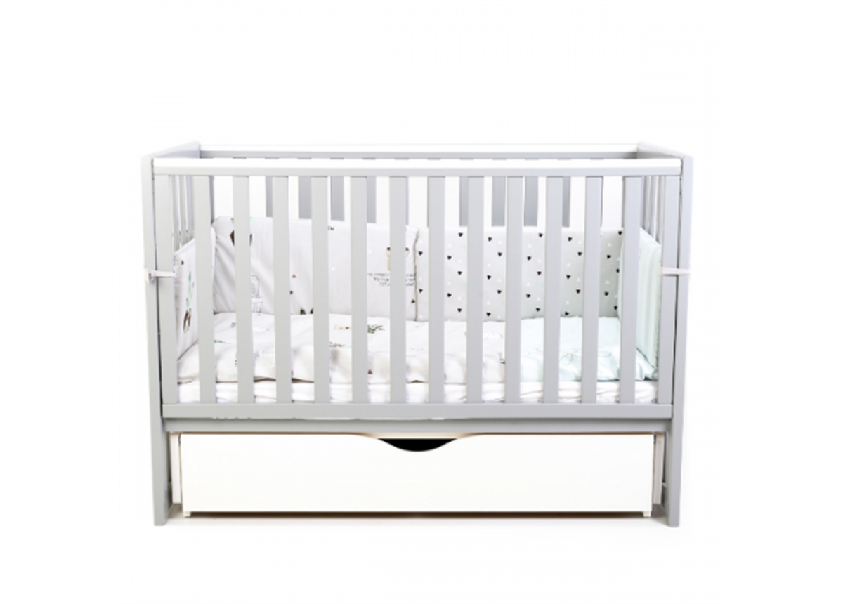 Кроватка с ящиком и маятниковым механизмом Соня ЛД 13 съемная спица Верес 60х120 Серый