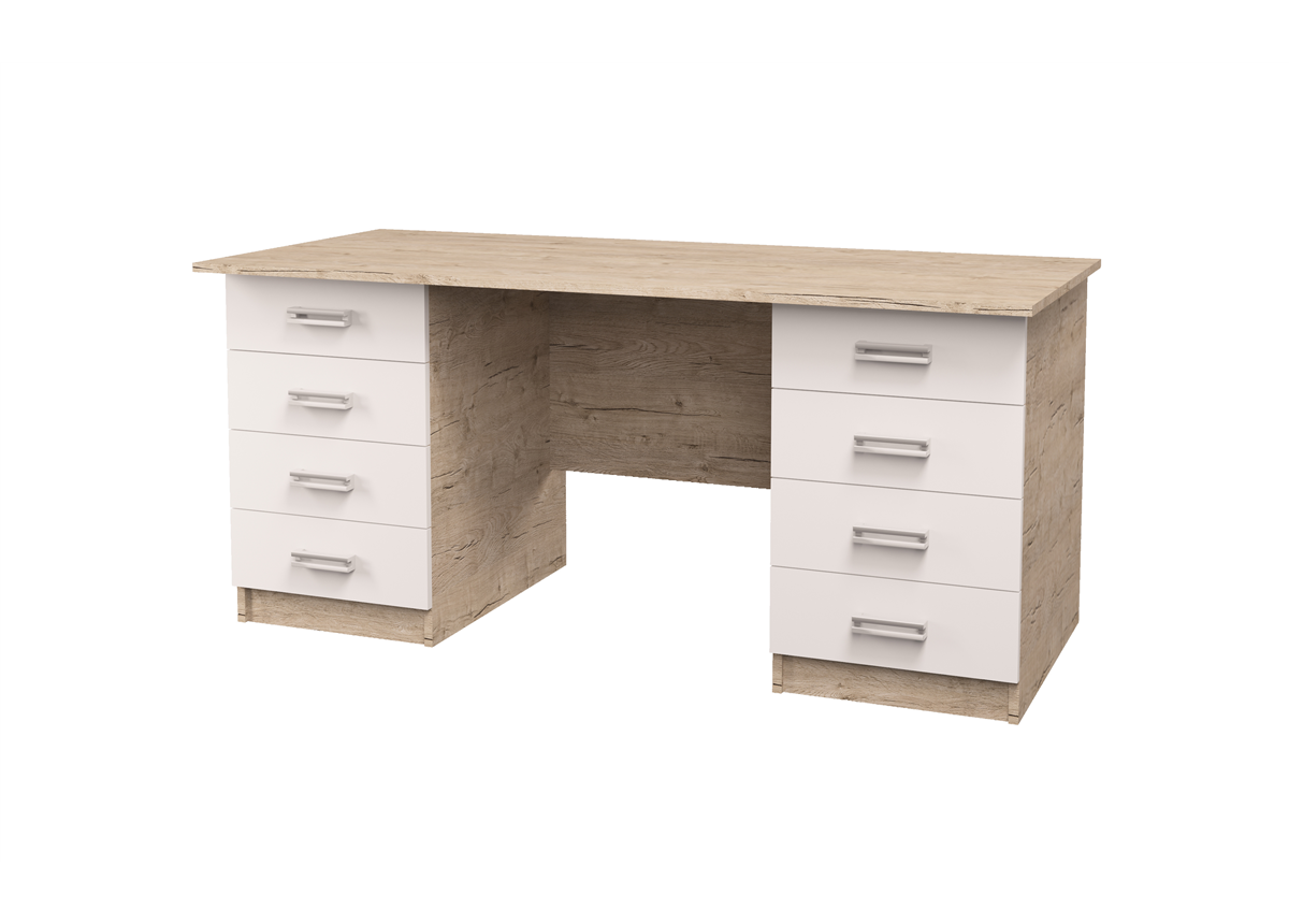 Стол Junior Дуб Шервуд/Белый с двумя тумбами MebelKon