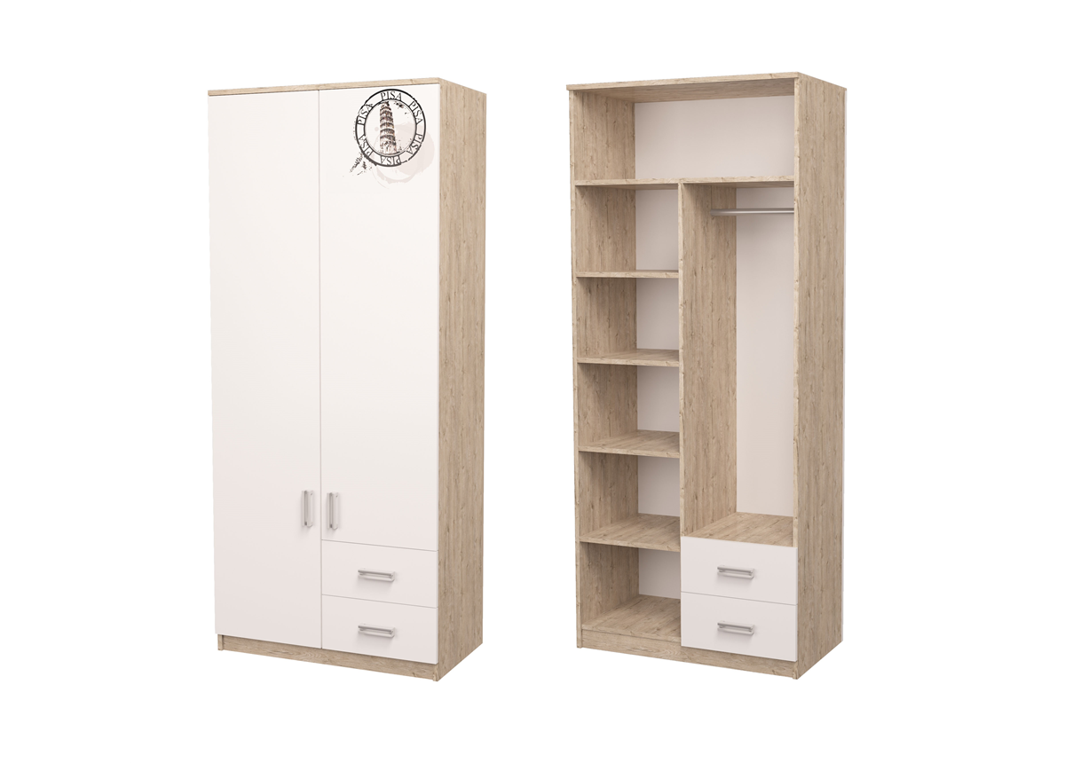 Шкаф Junior с рисунком Дуб шервуд/белый 211x80x50 MebelKon Шкаф Junior с рисунком Дуб шервуд/белый 211x80x50 MebelKon