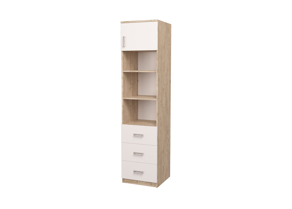 Пенал с ящиками Junior 211x50x50 Дуб Шервуд/Белый MebelKon