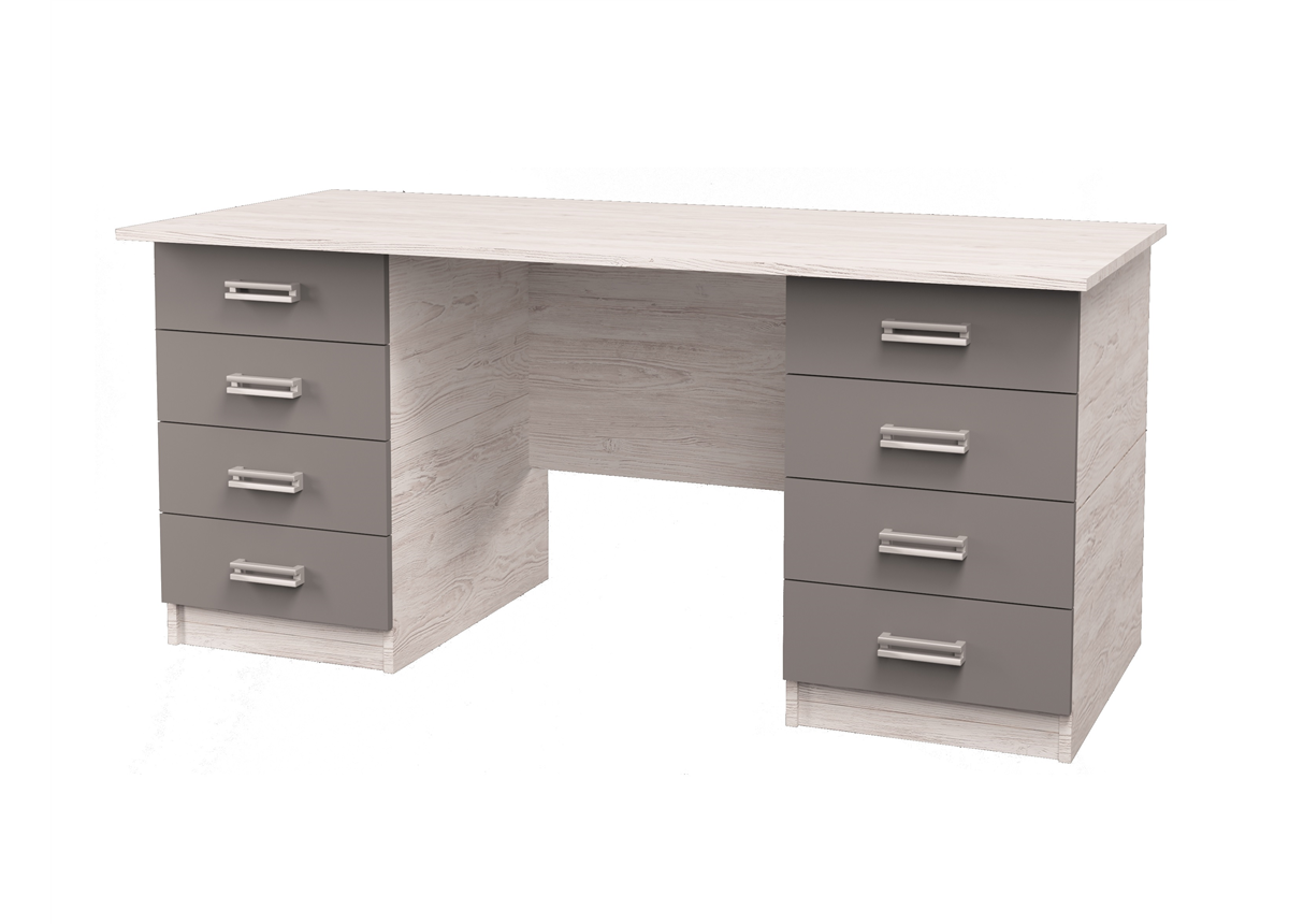 Стол Junior Аляска/Антрацит с двумя тумбами MebelKon