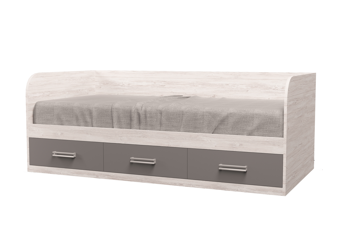 Кровать подростковая Junior 80x190 Аляска/Антрацит MebelKon Кровать подростковая Junior 80x190 Аляска/Антрацит MebelKon