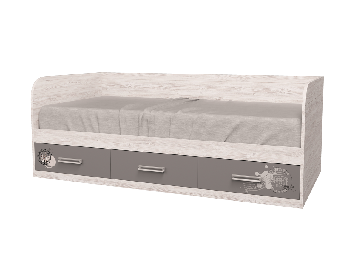 Кровать подростковая Junior с рисунком 90x190 Аляска/Антрацит MebelKon