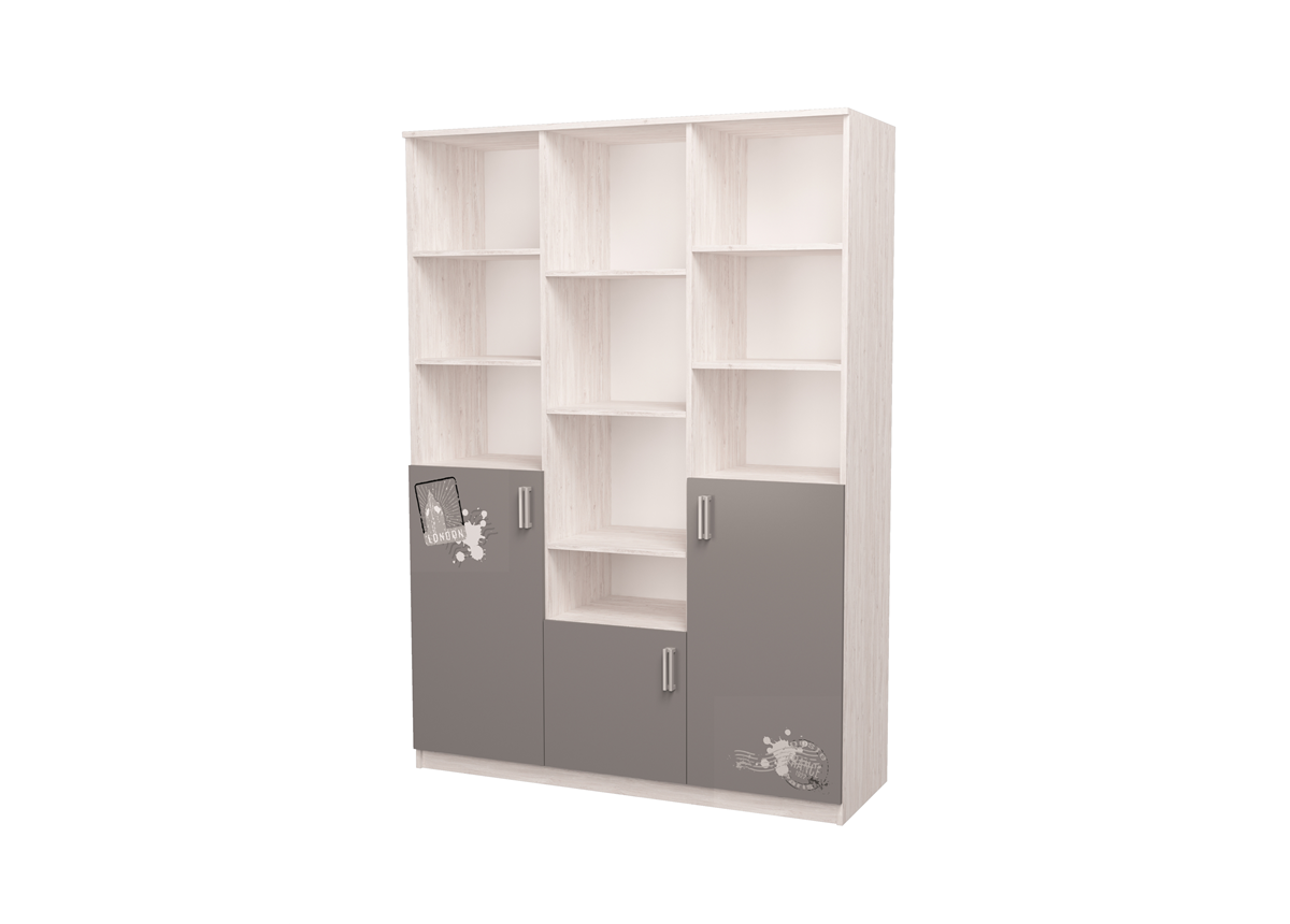 Шкаф тройной с рисунком Junior Аляска/Графит MebelKon