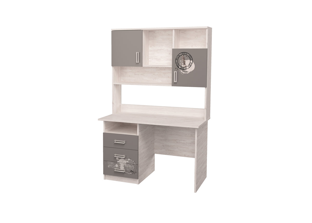 Стол с надстройкой и рисунком Дуб шервуд/Антрацит MebelKon