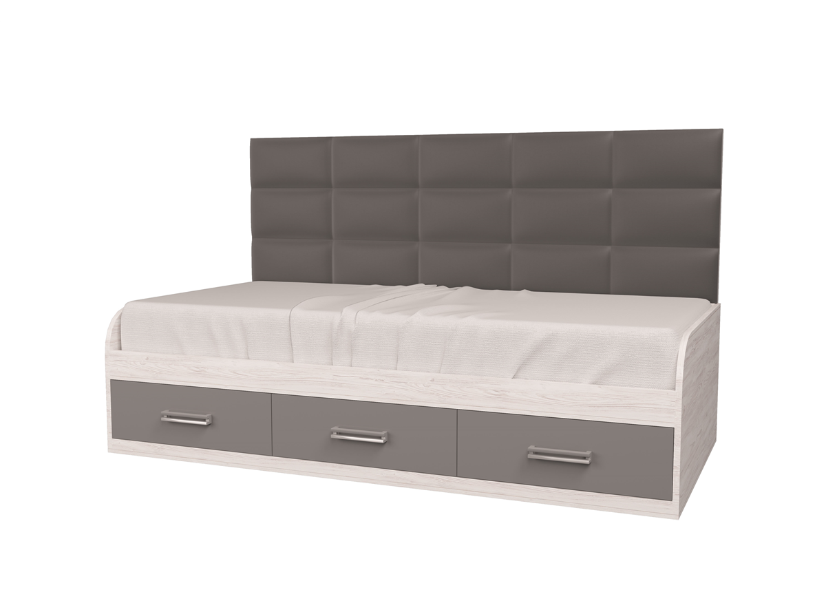 Кровать Элли Аляска/Антрацит 90x190 MebelKon