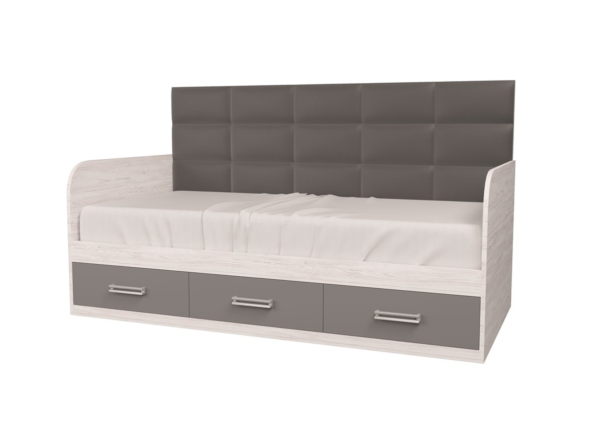 Кровать Элли-1 Аляска/Антрацит 120x190 MebelKon