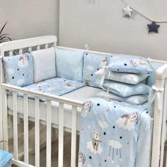 Комплект Baby Design Коты в облаках голубой (6 предметов) Маленькая Соня