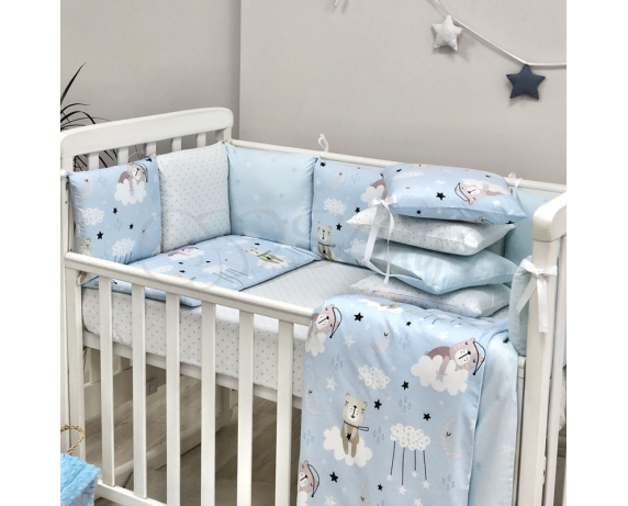 Комплект Baby Design Коты в облаках голубой (6 предметов) Маленькая Соня