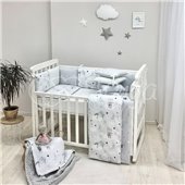 Комплект Baby Design Коты в облаках серый (6 предметов) Маленькая Соня