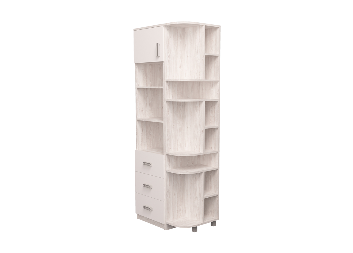 Пенал с ящиками и эркером Junior 211x75x50 Аляска/Графит MebelKon