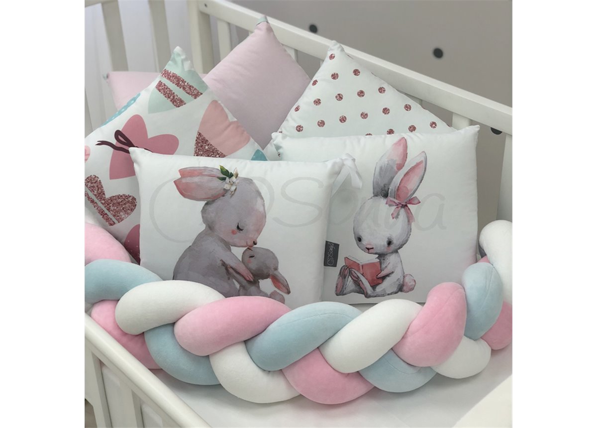 Бортики Art Design + Коса + простынь Зайчики Маленькая Соня