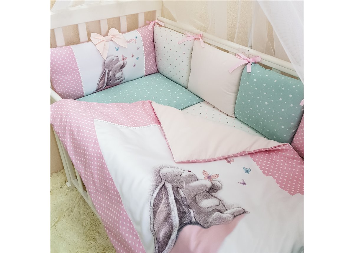Бортики Akvarel Зайка с бабочками + простынь Маленькая Соня