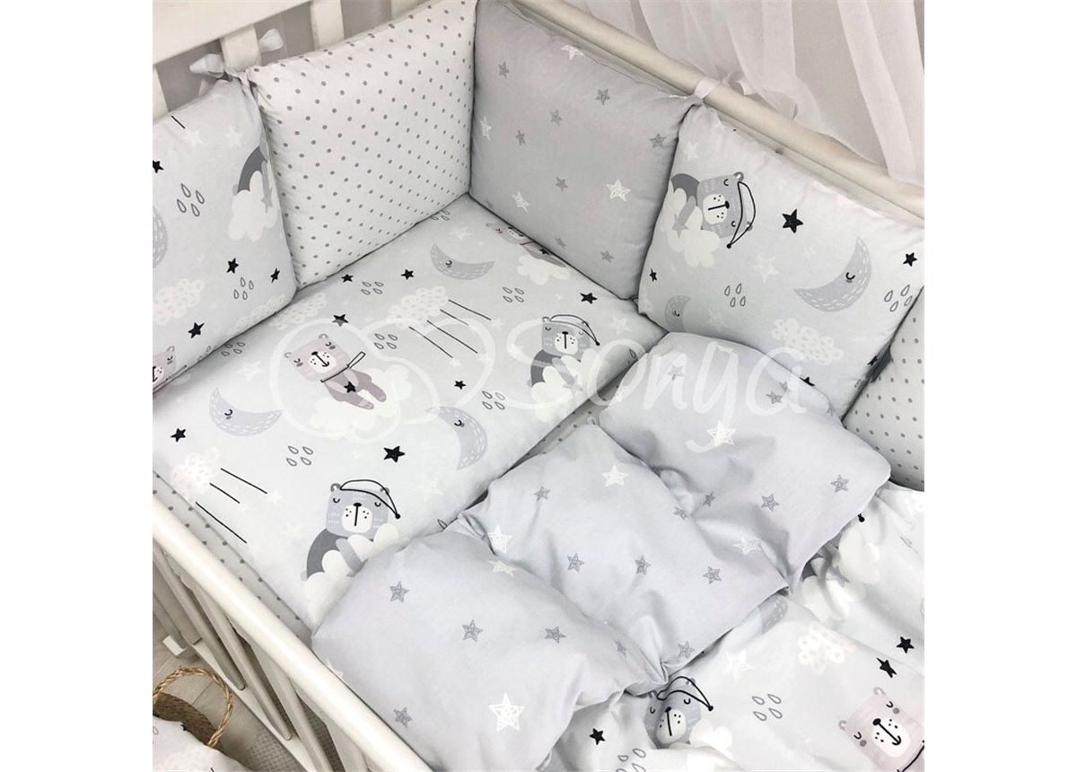 Бортики Baby Design Коты в облаках серый Маленькая Соня