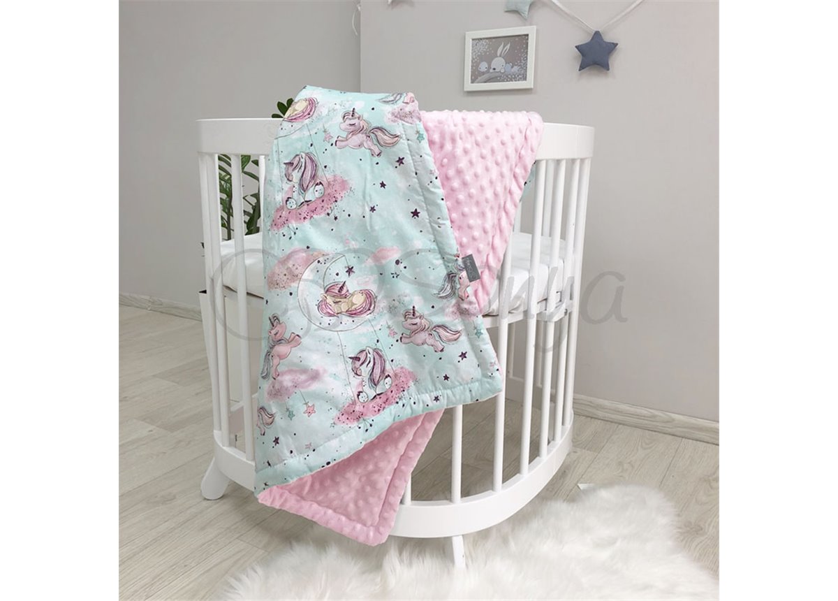 Плед Minky Единорог на мяте розовый 80х100 Маленькая Соня