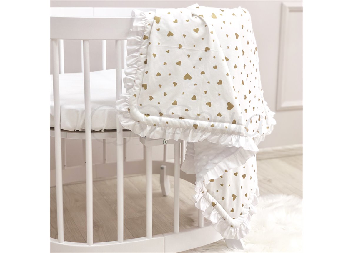 Плед Shine золото россыпь сердечки 80х100 Маленькая Соня